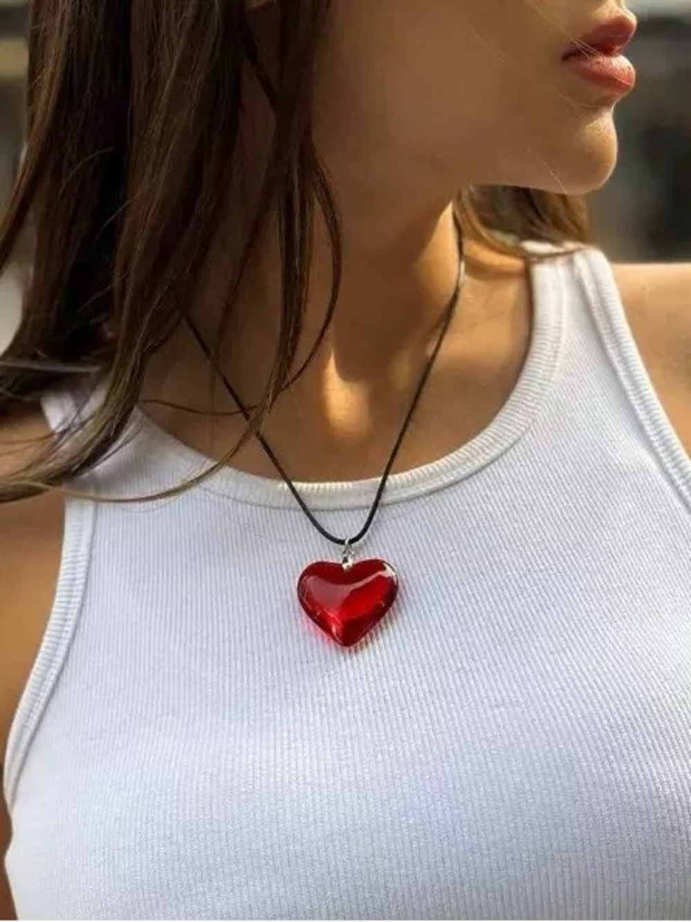 Hand Crafted Red Heart Pendant Necklace